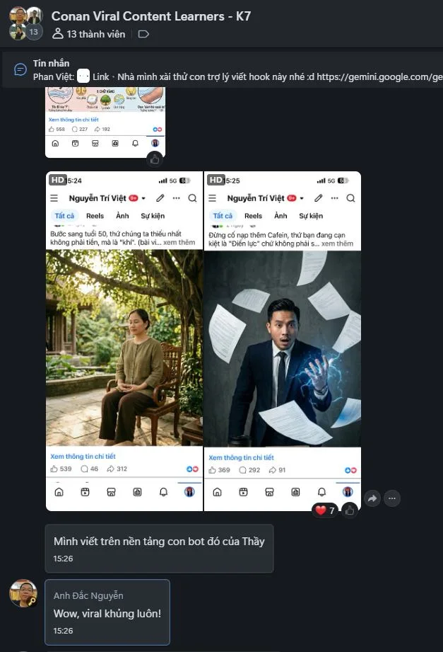 Trợ lý viết hook. Học viên Conan Viral khóa 7 dùng trợ lý để viết hook.