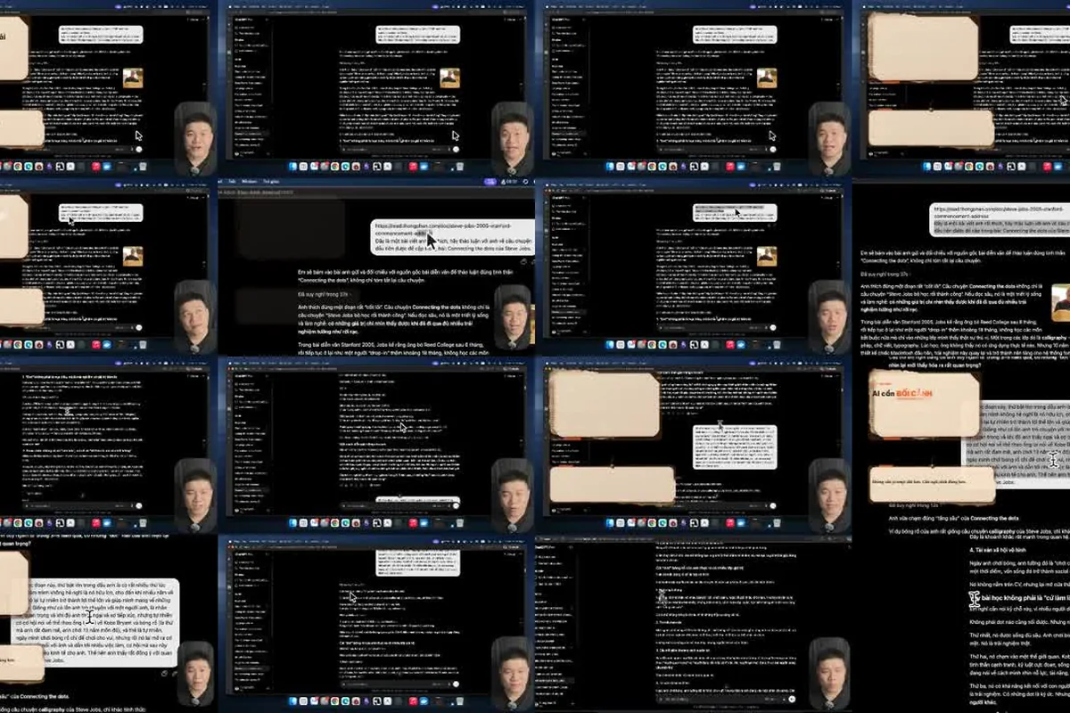 Contact sheet nhiều khung hình từ quy trình sản xuất một video hướng dẫn của Thông Phan.